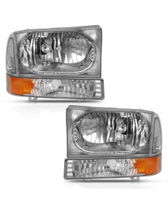 ANZO 2000-2004 Ford Excursion Crystal Headlight w/ Corner Light Chrome Amber (w/o Bulb) buy in USA