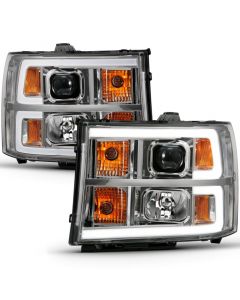 ANZO 2007-2013 Gmc Sierra 1500 Projector Headlight Plank Style Chrome w/ Clear Lens Amber buy in USA