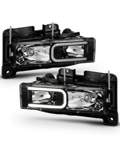 ANZO 1999-2000 Cadillac Escalade Crystal Headlights Light Bar Black Housing (Pair) buy in USA