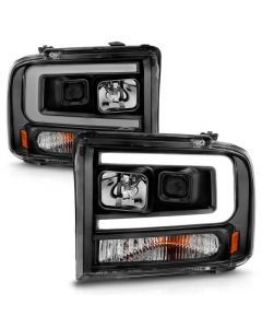 ANZO 99-04 Ford F250/F350/F450/Excursion (excl 99) Projector Headlights - w/ Light Bar Black Housing buy in USA