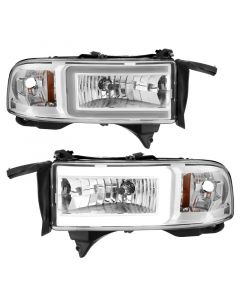 ANZO 94-02 Dodge RAM Crystal Headlight - w/ Light Bar Chrome Housing buy in USA