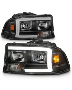 ANZO 97-04 Dodge Dakota/Durango Crystal headlight Set w/ Light Bar Black Housing buy in USA