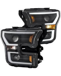 ANZO 2015-2017 Ford F-150 Projector Headlights w/ Plank Style Switchback Black w/ Amber buy in USA