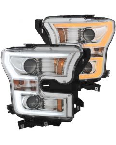 ANZO 2015-2017 Ford F-150 Projector Headlights w/ Plank Style Switchback Chrome w/ Amber buy in USA