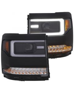 ANZO 16-17 Chevy Silverado 1500 Prjctr. Headlight Plank Styl. w/Amber (Only Work w/HID Equip. Truck) buy in USA