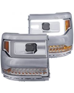 ANZO 16-17 Chevy Silverado 1500 Projector Headlights Plank Style Design Chrome w/ Amber buy in USA