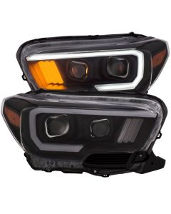 ANZO 2016-2017 Toyota Tacoma Projector Headlights w/ Plank Style Black w/ Amber buy in USA