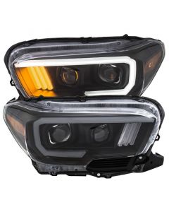 ANZO 2016-2017 Toyota Tacoma Projector Headlights w/ Plank Style Design Black/Amber w/ DRL buy in USA