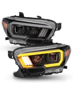 ANZO 2016-2017 Toyota Tacoma Projector Headlights w/ Plank Style Switchback Black w/ Amber w/ DRL buy in USA