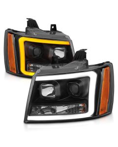 ANZO 07-14 Chevy Tahoe Projector Headlights w/ Plank Style Design Black w/ Amber buy in USA