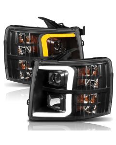 ANZO 07-13 Chevrolet Silverado 1500 Plank Style Projector Headlights Black w/ Amber buy in USA