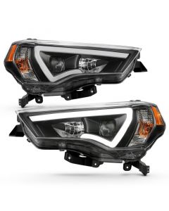 ANZO 14-18 Toyota 4 Runner Plank Style Projector Headlights Black w/ Amber buy in USA