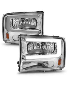 ANZO 99-04 Ford F250/F350/F450/Excursion (excl. 99) Crystal Headlights - w/ Light Bar Chrome Housing buy in USA