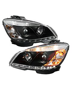 Spyder Mercedes Benz C-Class 08-11 Projector Headlights Halogen - DRL Blk PRO-YD-MBW20408-DRL-BK buy in USA