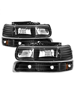 Xtune Chevy TahOE 00-06 Amber Crystal Headlights w/ Bumper Lights Black HD-JH-CSIL99-SET-AM-BK buy in USA