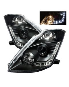 Spyder Nissan 350Z 03-05 Projector Headlights Halogen Model Only - DRL Black PRO-YD-N350Z02-DRL-BK buy in USA