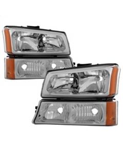 Xtune Chevy Silverado 2500HD 03-06 Crystal Headlights w/ Bumper Lights Chrome HD-JH-CSIL03-AM-C-SET buy in USA