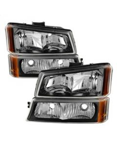 Xtune Chevy Silverado 2500HD 03-06 Crystal Headlights w/ Bumper Lights Black HD-JH-CSIL03-AM-BK-SET buy in USA