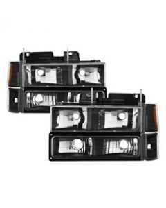 Xtune Chevy Suburban 94-98 Headlights w/ Corner & Parking Lights 8pcs Black HD-JH-CCK88-AM-BK-SET buy in USA