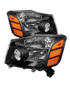 Xtune Nissan Titan 04-14 / Armada 04-07 OEM Amber Head Lights Set Black HD-JH-NTI04-AM-BK buy in USA