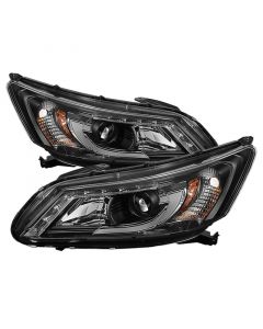 Spyder Honda Accord 2013-2015 4DR Projector Headlights Light Bar DRL Black PRO-YD-HA13-LBDRL-BK buy in USA