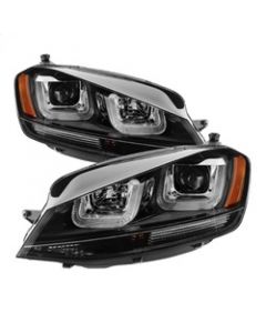 Spyder Volkswagen Golf VII 14-16 Projector Headlights DRL LED Blk Stripe Blk PRO-YD-VG15-BLK-DRL-BK buy in USA