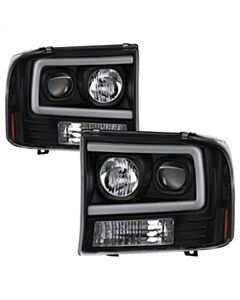 Spyder 99-04 Ford F250 Super Duty Projector Headlights - Light Bar - Black PRO-YD-FF25099V2-LB-BK buy in USA