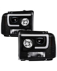 Spyder Ford F250/350/450 05-07 Projector Headlights - Light Bar DRL LED - Black PRO-YD-FS05V2-LB-BK buy in USA