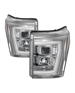 Spyder 11-16 Ford F-250/F-350 V2 Projector Headlights - Light Bar DRL - Chrome PRO-YD-FS11V2-LB-C buy in USA