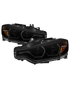 Spyder 12-14 BMW F30 3 Series 4DR Projector Headlights - LED DRL - Blk Smoke PRO-YD-BMWF3012-DRL-BSM buy in USA