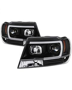 Spyder 99-04 Jeep Grand Cherokee Projector Headlights - Light Bar DRL LED - Black buy in USA