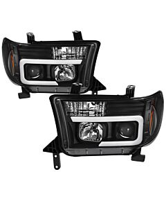 Spyder 08-13 Toyota Sequoia Projector Headlights - Light Bar DRL - Black PRO-YD-TTU07V2-LB-BK buy in USA