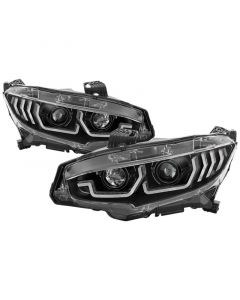 Spyder 16-18 Honda Civic 4Dr w/LED Seq Turn Sig Lights Proj Headlight - Black - PRO-YD-HC16-SEQ-BK buy in USA