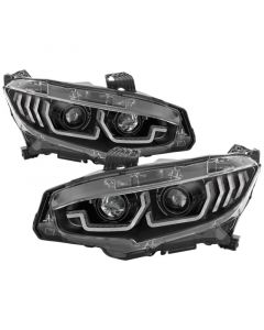 Spyder Honda Civic 16-18 2DR/4DR/Hatchback Headlight Black PRO-YD-HC16PL-SEQ-BK buy in USA