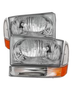 Xtune Ford F250/350/450 Superduty 99-04 Crystal Headlights w/ Bumper Lights HD-JH-FF25099-AM-C buy in USA