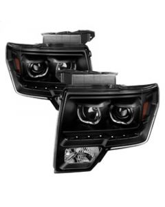 Xtune Ford F150 09-14 Projector Headlights Halogen Model Only LED Halo Black PRO-JH-FF15009-CFB-BK buy in USA