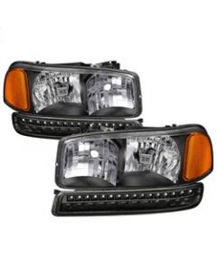 xTune GMC Sierra 99-06 /Yukon 00-06 Headlights & LED Bumper Lights - Black HD-JH-GS99-LED-SET-BK buy in USA