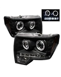 Spyder Ford F150 09-14 Projector Headlights Halogen Model- LED Halo LED Blk PRO-YD-FF15009-HL-BK buy in USA