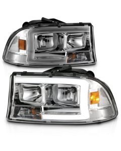 ANZO 97-04 Dodge Dakota/Durango Crystal headlight Set w/ Light Bar Chrome Housing buy in USA