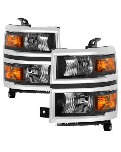 xTune 14-15 Chevy Silverado 1500 (New Body) OEM Style Headlights w/Trim - Blk (HD-JH-CS14-CC-BK) buy in USA