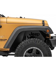 Officially Licensed Jeep 07-18 Wrangler JK Aluminum Inner Fender Liners w/ Jeep Logo- Front-Txt Blk buy in USA