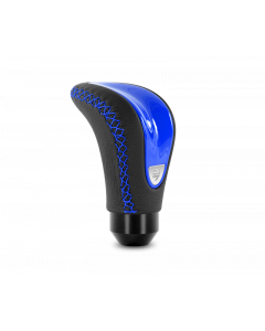 Momo Combat Evo Shift Knob - Black Leather, Blue Insert, Blue Stitching buy in USA