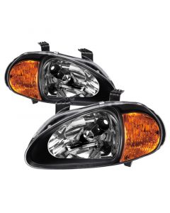 Xtune Honda Del Sol 93-97 1Pc Amber Crystal Headlights Black HD-ON-HDEL93-1P-AM-BK buy in USA