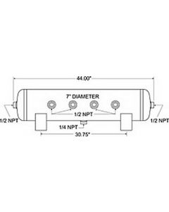 Firestone Air Tank 20 Gallon 12in. x 44in. (6) 1/2in. NPT Ports 150 PSI Max - Black (WR17609277) buy in USA