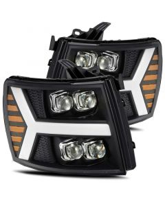 AlphaRex 07-13 Chevy 1500HD NOVA LED Proj Headlights Plank Style Matte Blk w/Activ Light/Seq Signal buy in USA