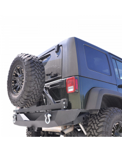 DV8 Offroad 07-18 Jeep Wrangler JK Rear Aluminum Bumper w/ Tire Carrier - Black buy in USA