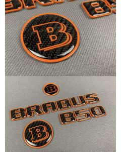 Brabus B50 badge set carbon fiber + metal logos for Mercedes C and S-Class buy in USA