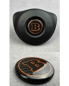 Carbon fiber Steering wheel airbag Brabus logo in orange color for Mercedes Benz buy in USA