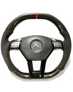 Mercedes W212/W204/W218 AMG Style Steering Wheel with Carbon Alcantara and Red Stripe buy in USA