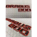 Carbon fiber Brabus 800 logo with Red trim for Mercedes Benz G Class trunk